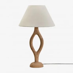 Lampa Stołowa Z Drewna Mango Gracia Drewno Mango & Biały Ø40 Cm Menorca - Sklum