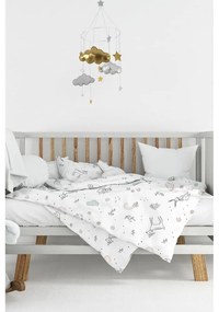 Biała pościel dziecięca do łóżeczka z bawełny renforcé 100x150 cm Flowers – Mijolnir
