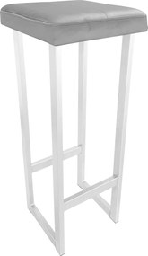 Hoker ALEX krzesło barowe tkanina Welur podstawa metalowa : Kolor Stelaża - Biały, Kolor tkaniny - VELVET - MG17, Wysokość - 90 cm