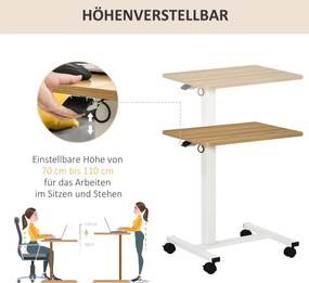 Stolik na laptopa HOMCOM z podnośnikiem gazowym, regulowana wysokość w kształcie litery C, ruchomy