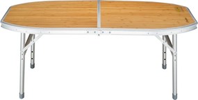 Składany stół campingowy z aluminium Kingcamp z naturalnym blatem z bambusa, odpornym na UV i wodoodpornym