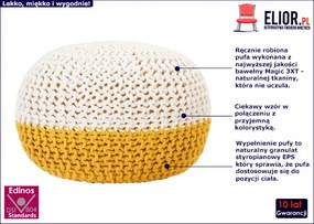 Okrągły biało-żółty puf bawełniany - Iwor