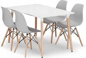 Stół prostokątny Valora YURO 120x80 biały + 4 szare krzesła OSAKA