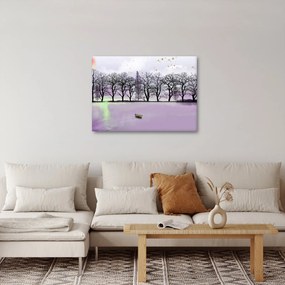 Obraz - Łodka na jeziorze (70x50 cm)