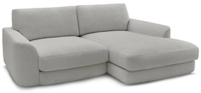 Jasnoszary narożnik z materiału bouclé (prawostronny/z szezlongiem) Leonore – Bobochic Paris