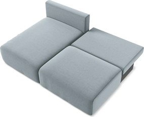 Niebieski aksamitny rozkładany/ze schowkiem narożnik (lewostronny/z szezlongiem) Kalena – Makamii