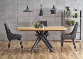 Stół rozkładany Zaisu 160–200 cm dąb naturalny – loftowy, MDF okleina, stalowe nogi