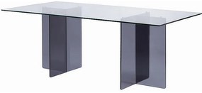 Stół do jadalni dla 8 osób ze szkła hartowanego - Przezroczysty i antracytowy - BYLENA