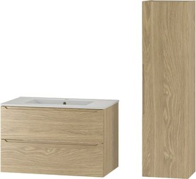 Zestaw do Łazienki 80cm Szafka z Umywalką Słupek Dąb Olejowany Etna