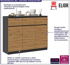Industrialna komoda z drzwiczkami antracyt + dąb artisan - Haklen