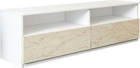 Stojak pod TV – 144 cm x 49,8 cm – Biały i trawertyn – MDF