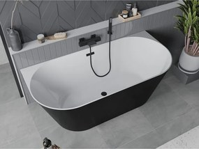 Mexen Oval Slim wanna wolnostojąca przyścienna 170 x 80 cm, biała/czarna, przelew czarny - 52661708075-70