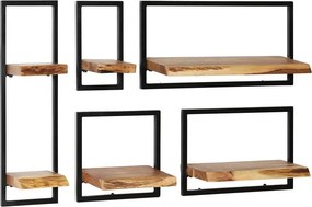 Zestaw drewnianych modułowych półek ściennych P7-P65
