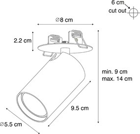 Nowoczesny podtynkowy reflektor czarny GU10 50 mm - Chels