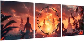 Obraz - Joga w przyrodzie (z zegarem) (90x30 cm)