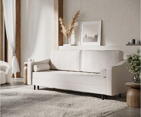 Sofa rozkładana Zyia - tkanina pleciona - trzyosobowa - beżowy