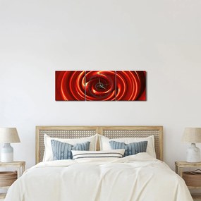 Abstrakcyjny obraz - czerwona spirala (z zegarem) (90x30 cm)
