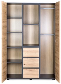 Szafa DALIA 120cm antracyt/dąb 3-segmentowa  LITTLE SKY
