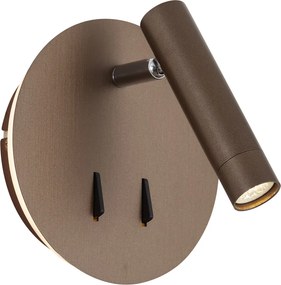 Nowoczesna lampa ścienna ciemny brąz z LED i USB-C - Croft