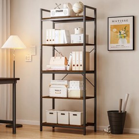 Biblioteka industrialna w stylu loftowym – 66 x 30 x 153 cm, rustykalne MDF i metalowa rama