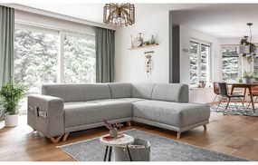 Jasnoszary rozkładany/ze schowkiem narożnik (prawostronny/w kształcie litery L) Classy Sophie – Miuform