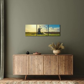 Obraz - Wiatrak (z zegarem) (90x30 cm)