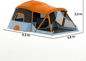Outsunny Namiot tunelowy 4-osobowy namiot rodzinny z sypialnią i salonem okna dachowe folia podłogowa wysokość 3000 mm słupa wody | Aosom PL