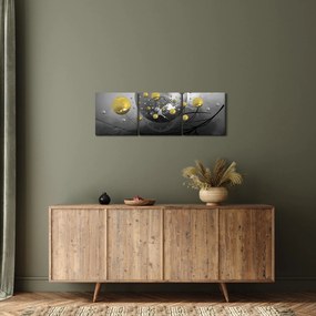 Obraz złotych abstrakcyjnych kul (z zegarem) (90x30 cm)
