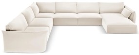 Beżowy aksamitny narożnik (lewostronny/w kształcie litery U) Vanda – Mazzini Sofas