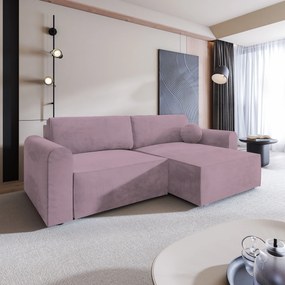 Masseno Narożnik FIANO z funkcją spania i pojemnikiem na pościel Narozniki L, Rozkładana sofa - Wrzosowy, MONOLITH 62