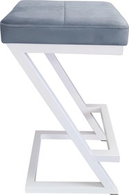Hoker ZETA krzesło barowe tkanina Welur podstawa metalowa LOFT : Kolor Stelaża - Biały, Kolor tkaniny - VELVET - BL06