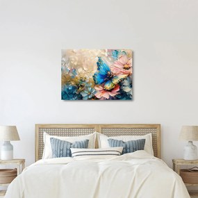 Obraz na szkle - Malowanie kwiatów i motyli (70x50 cm)