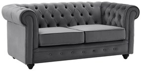 Kanapa 2-osobowa z weluru antracytowego CHESTERFIELD