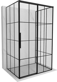 Mexen Rox-3S kabina prysznicowa 3-ścienna rozsuwana prawa 115 x 80 cm, czarna kratka, czarna - 8C2-115-080-70-77-3S-P