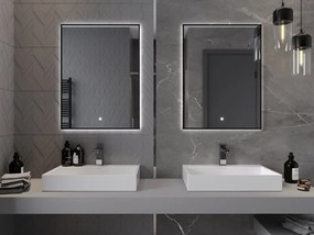 Mexen Erma lustro łazienkowe podświetlane 60 x 80 cm, LED 6000K, antypara, rama czarna - 9814-060-080-611-70