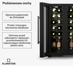 Klarstein Shiraz, chłodziarka do wina, 2 strefy chłodzenia, sterowanie dotykowe, wolnostojąca