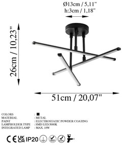 Czarna lampa sufitowa LED 26x51 cm Ledflower – Opviq lights