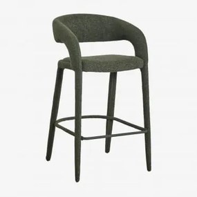 Zestaw 2 Wysokich Stołków 75 Cm Tapicerowanych Arazeina Bouclé Wojskowa Zieleń - Sklum