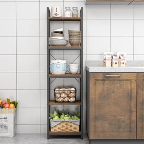 Szafka magazynowa w stylu industrialnym – 154 x 40 x 30 cm, 5 półek, styl loftowy, MDF i metal