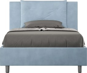 Łóżko wyposażone w stelaż z listwami tapicerowane 120x200 microfibra błękitny Appia