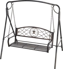 Outsunny huśtawka ogrodowa metalowa ławka vintage styl mosiądz trzyosobowa na taras i balkon relaks | Aosom PL