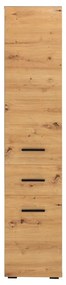 Wysoka wąska szafka łazienkowa w dekorze dębu 180x35 cm Malika – Støraa