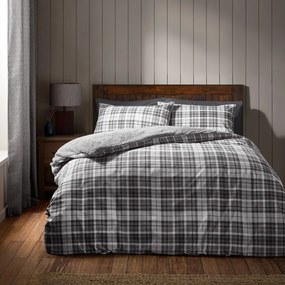 Szara pościel jednoosobowa z materiału sherpa 135x200 cm Cosy Sherpa Check – Catherine Lansfield