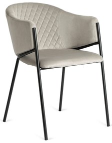 Krzesło Tapicerowane do Salonu INNES 2 Szare Welurowe Nowoczesne Loft