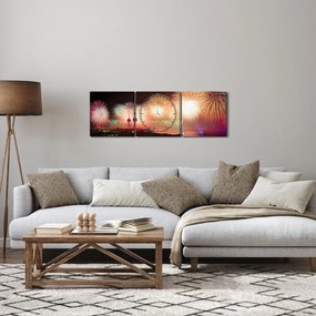 Obraz fajerwerków (z zegarem) (90x30 cm)