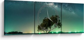Obraz nocnego nieba (z zegarem) (90x30 cm)