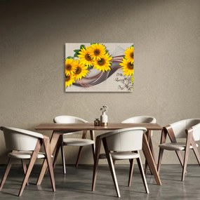 Obraz na szkle - Świecące kwiaty słonecznika (70x50 cm)