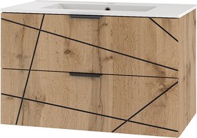 Zestaw Łazienkowy 80cm Szafka z Umywalką Dąb Wotan Wood