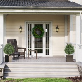 HOMCOM Zestaw 2 szt. sztuczne rośliny, odporna na UV sztuczna zypresa z 387 liśćmi i kołkiem do ziemi, Ø40 x 60H cm, zielony