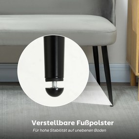 HOMCOM 2-osobowa sofa, nowoczesna tapicerowana kanapa z metalowo-drewnianą ramą, tapicerka o welurowym wyglądzie, Grau